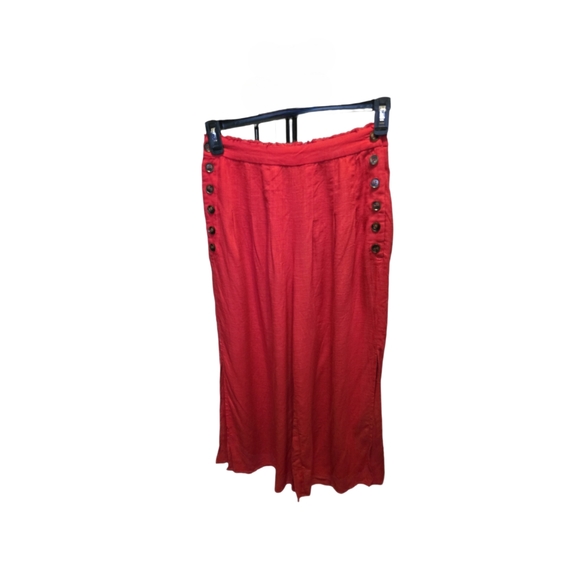 Aqua apple red wide leg linen blend pants sz S - Picture 1 of 4